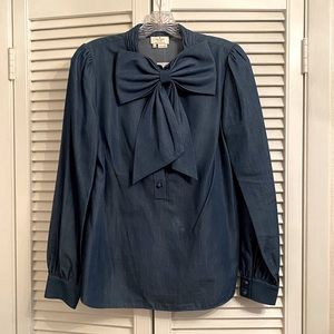 Kate Spade Chambray Bow front blouse size 6 NWT
